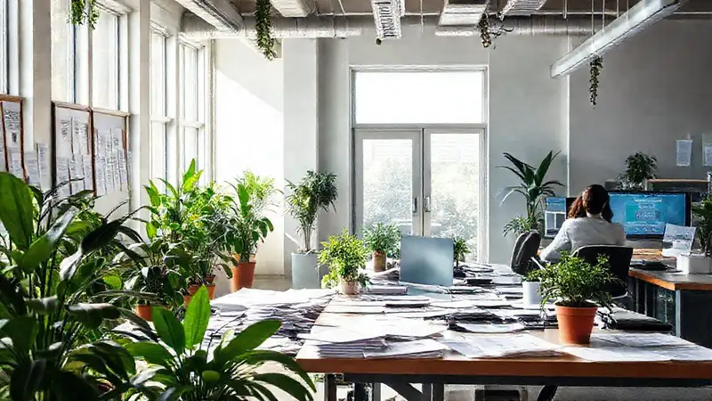 Un espacio de trabajo sostenible y tranquilo