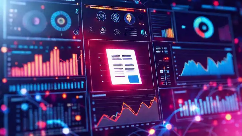 Visualización digital de datos vibrantes y futuristas