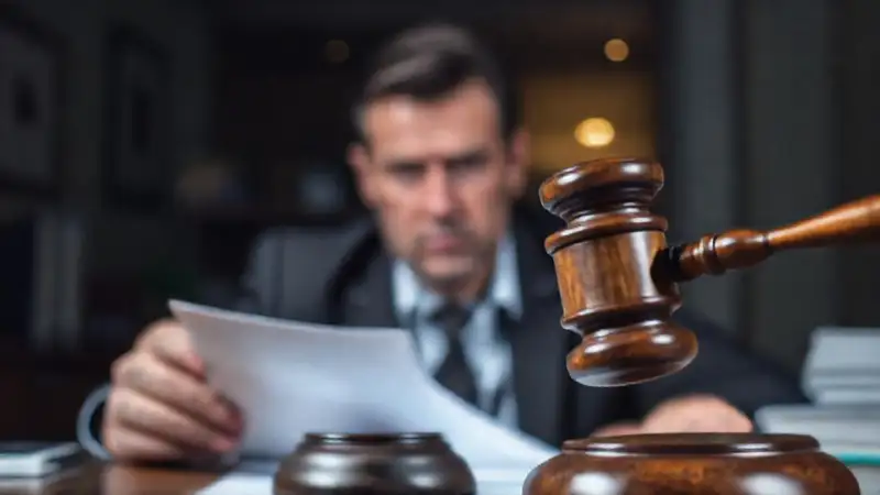 Un abogado firma un contrato serio