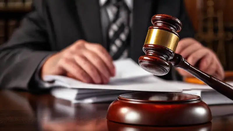 Un abogado serio firma un contrato