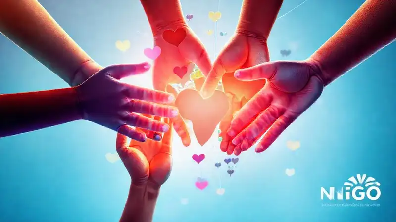 Colaboración global: manos transparentes y esperanza