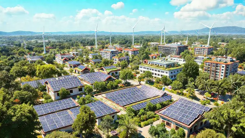 Parque empresarial sostenible: futuro verde y vibrante