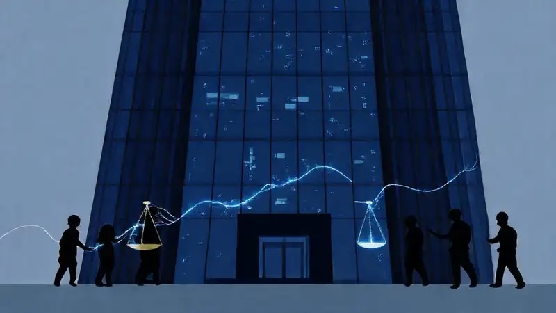 El edificio corporativo refleja datos serios