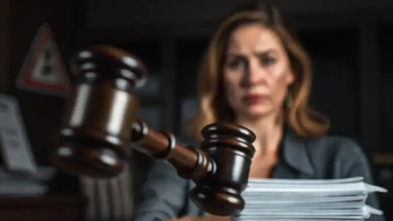 Una mujer preocupada enfrenta problemas legales