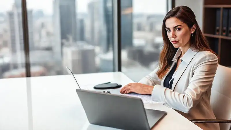 Abogada profesional en entorno legal serio