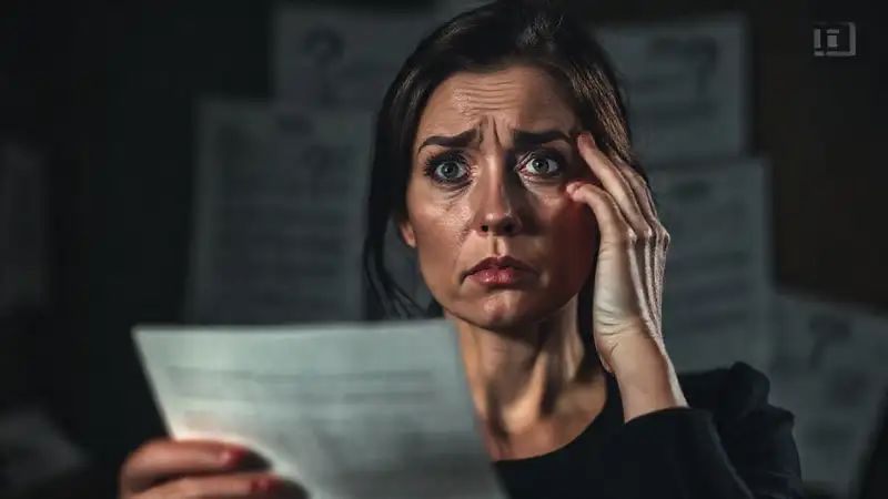 Mujer preocupada con documentos legales