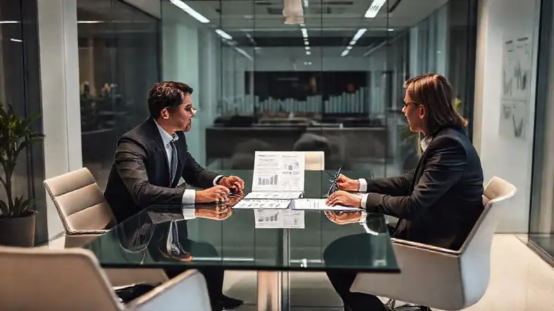 Reunión profesional con influencer y datos