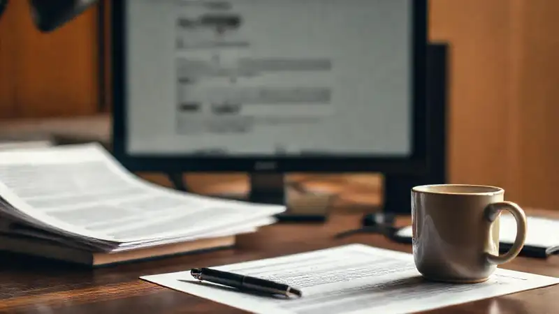 Un profesional trabaja con documentos legales