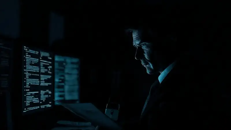 Ambiente corporativo secreto y sombrío