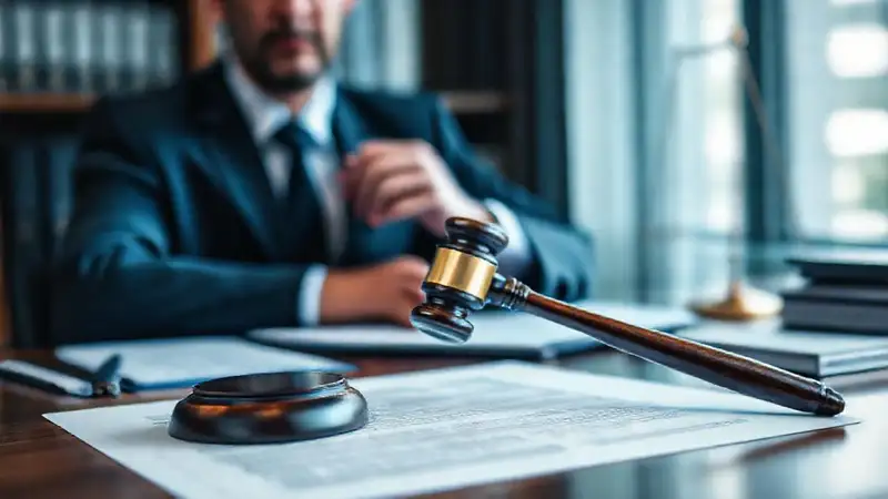 Abogado examina documentos legales serios