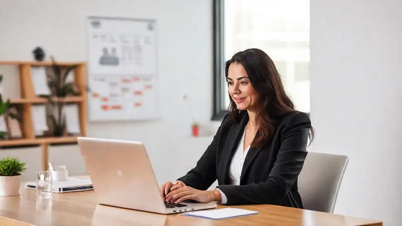 Profesional organizada planifica su día digitalmente