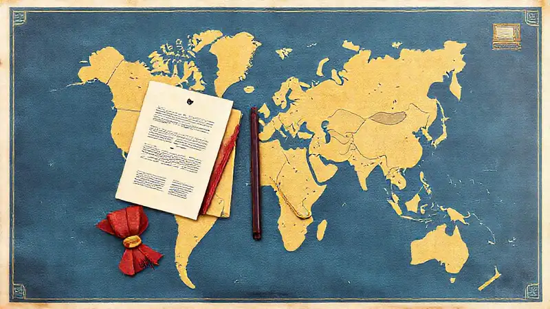 Contrato internacional con diseño vibrante