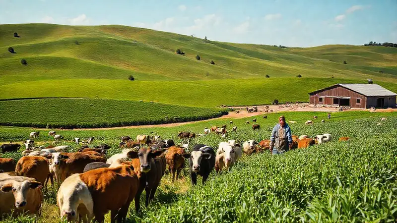 Una granja sostenible, serena y verde