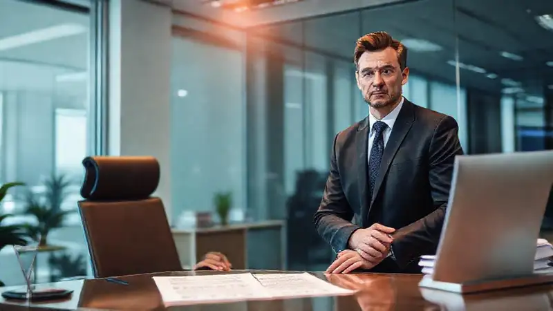 Un ejecutivo examina un contrato importante