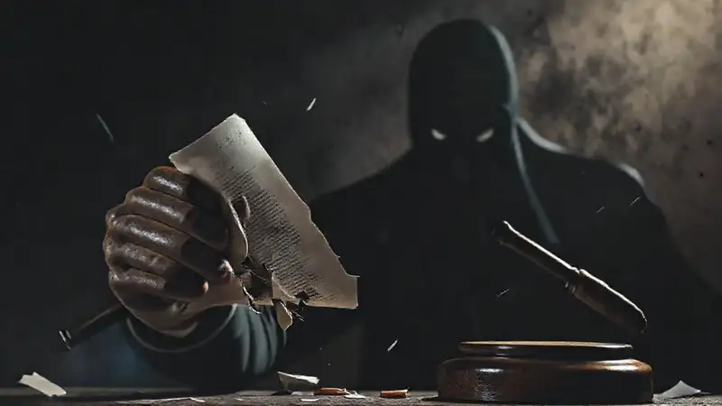 La justicia rota en caos oscuro