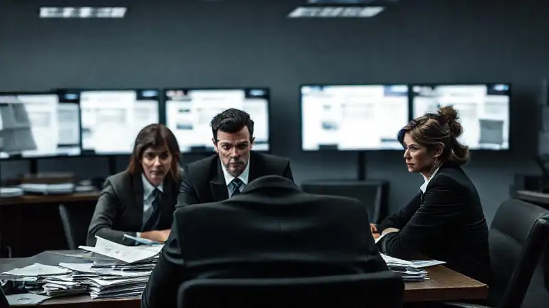 Reunión corporativa: tensión y desorden sutil