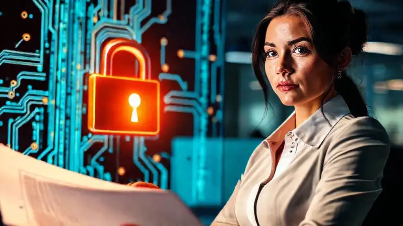 Mujer segura protege datos digitales