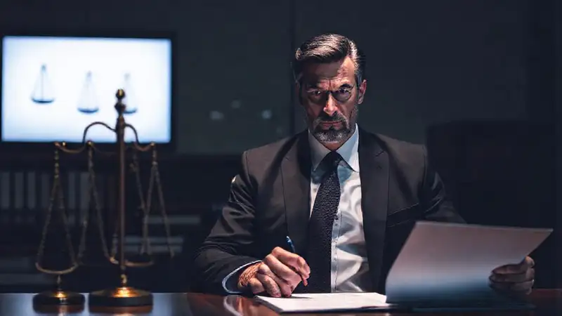 Un abogado serio analiza un contrato