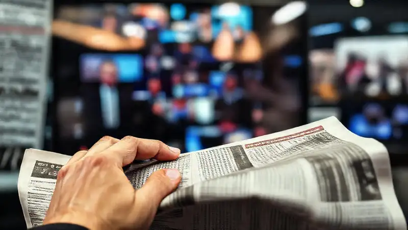 Periodista en estudio