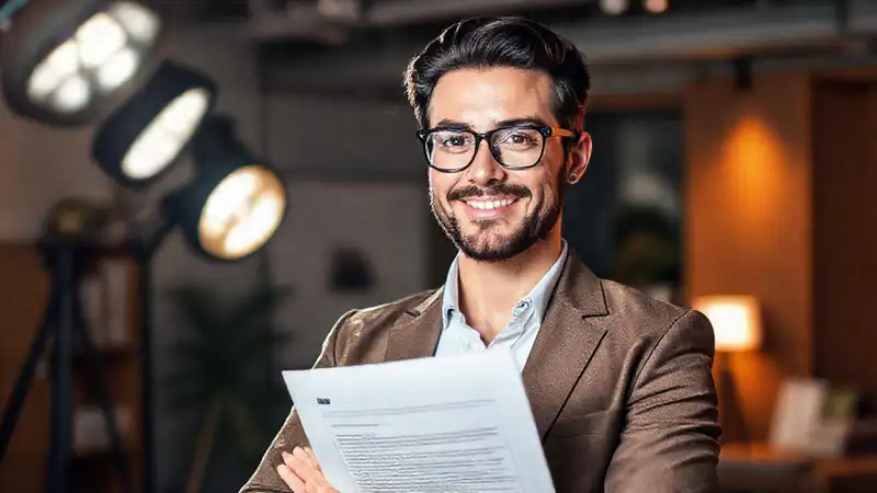 Un influencer firma contrato en estudio