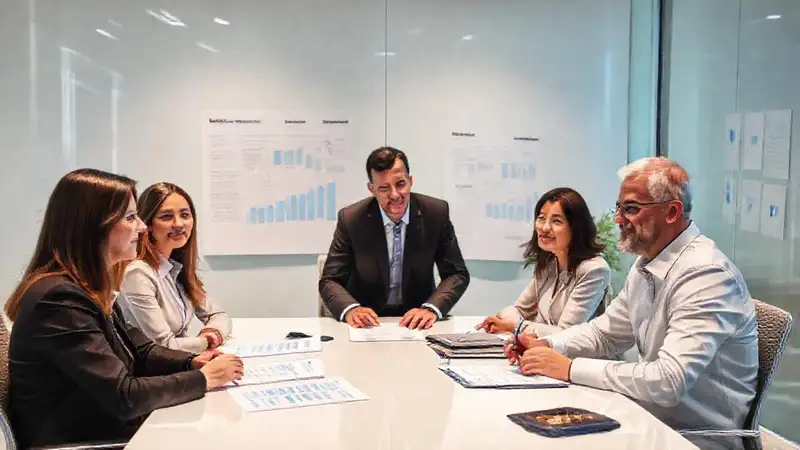 Una reunión de oficina productiva y optimista