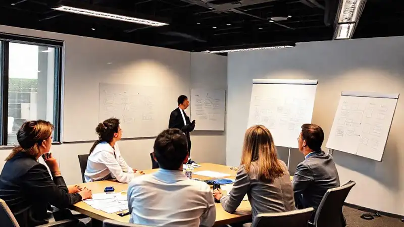 Profesionales colaboran en una sala moderna