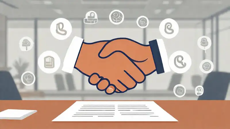 Un contrato profesional con iconos abstractos