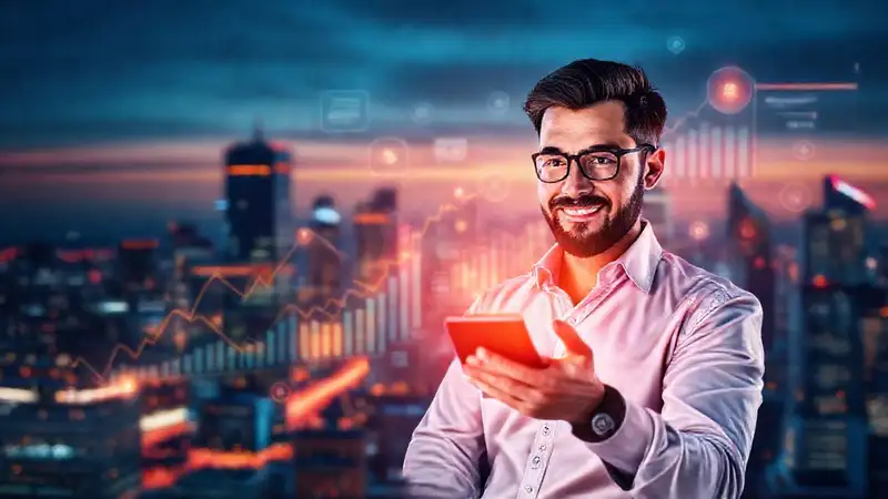 Influencer digital con diseño profesional vibrante