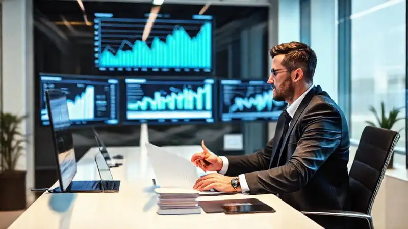 Oficina moderna y corporativa busca ganancias