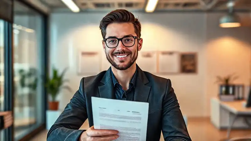 Oficina moderna y contratos digitales profesionales