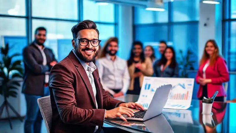 Influencer profesional muestra datos visuales