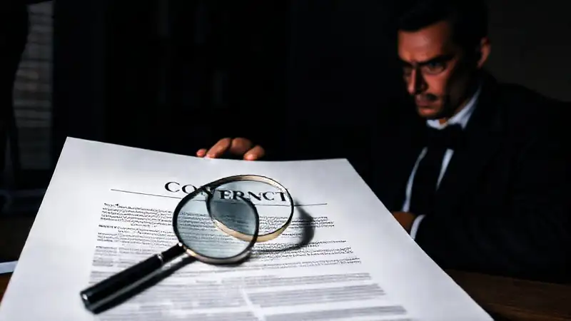 Un contrato legal se examina profesionalmente