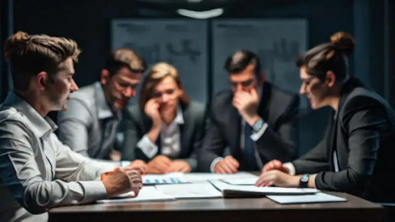 Reunión corporativa: crisis estratégica y legal