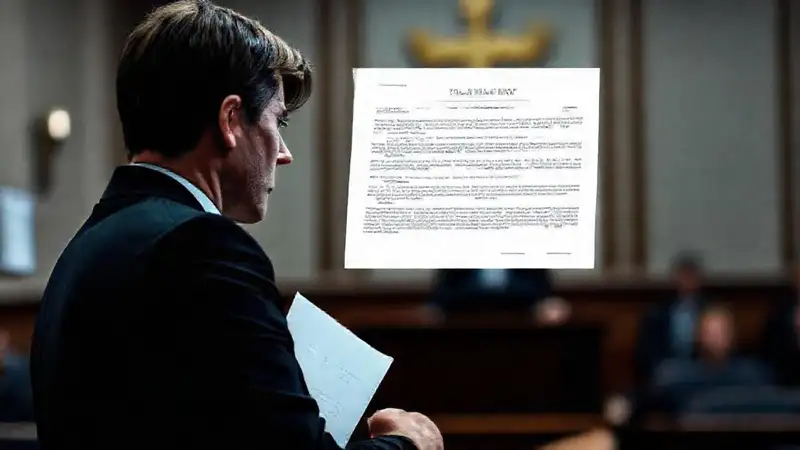 Un documento legal en un tribunal serio