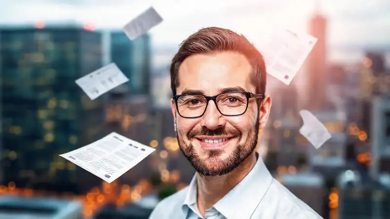 Influencer profesional con documentos fiscales